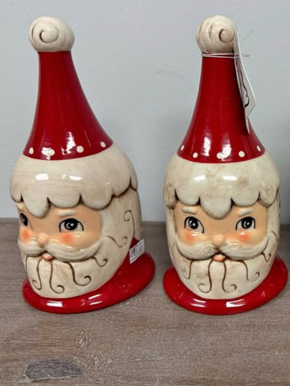 Vintage look Ceramic Santa Head Dinner Bells